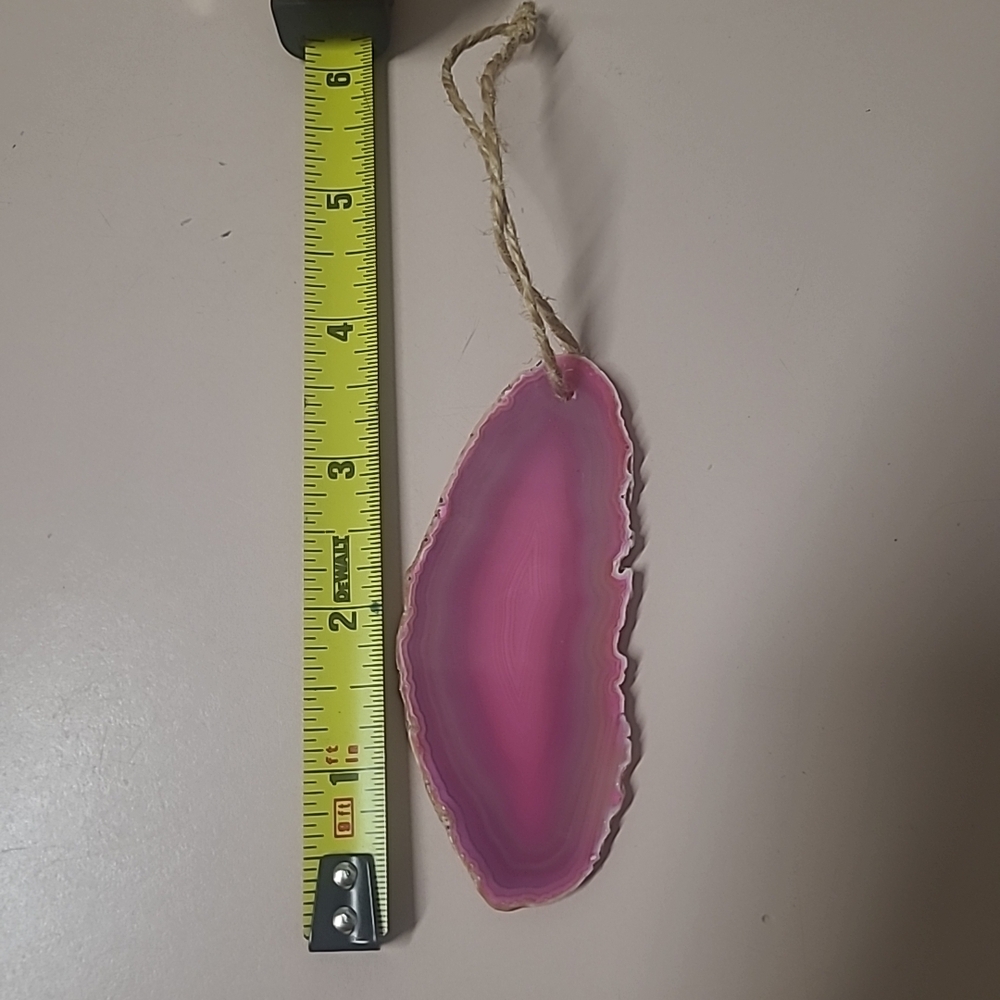 Pink Agate Quartz Crystal Slice Ornament Charm Pendant